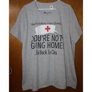 Unisex Adults Funny Graphic T-Shirt Gray SS Sz 3XL Ateisure Cotton/Poly Men NWT